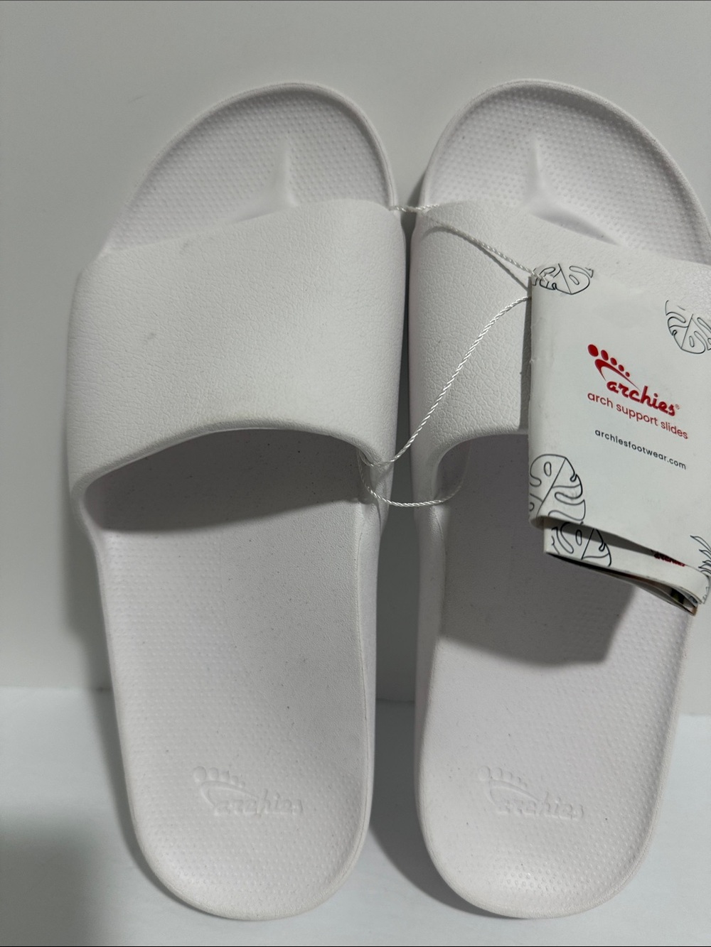 Archie’s Men’s White Arch Support Unisex Slide Sandals US Men’s Size 9